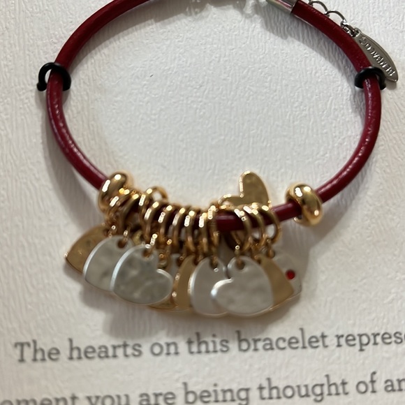 Demdaco Jewelry - Hearts bracelet on red cord